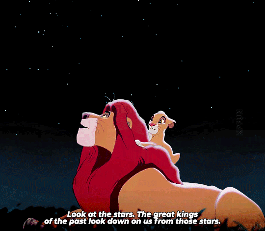 “Look at the stars. The great kings of the past look down on us from those stars.” — The Lion King